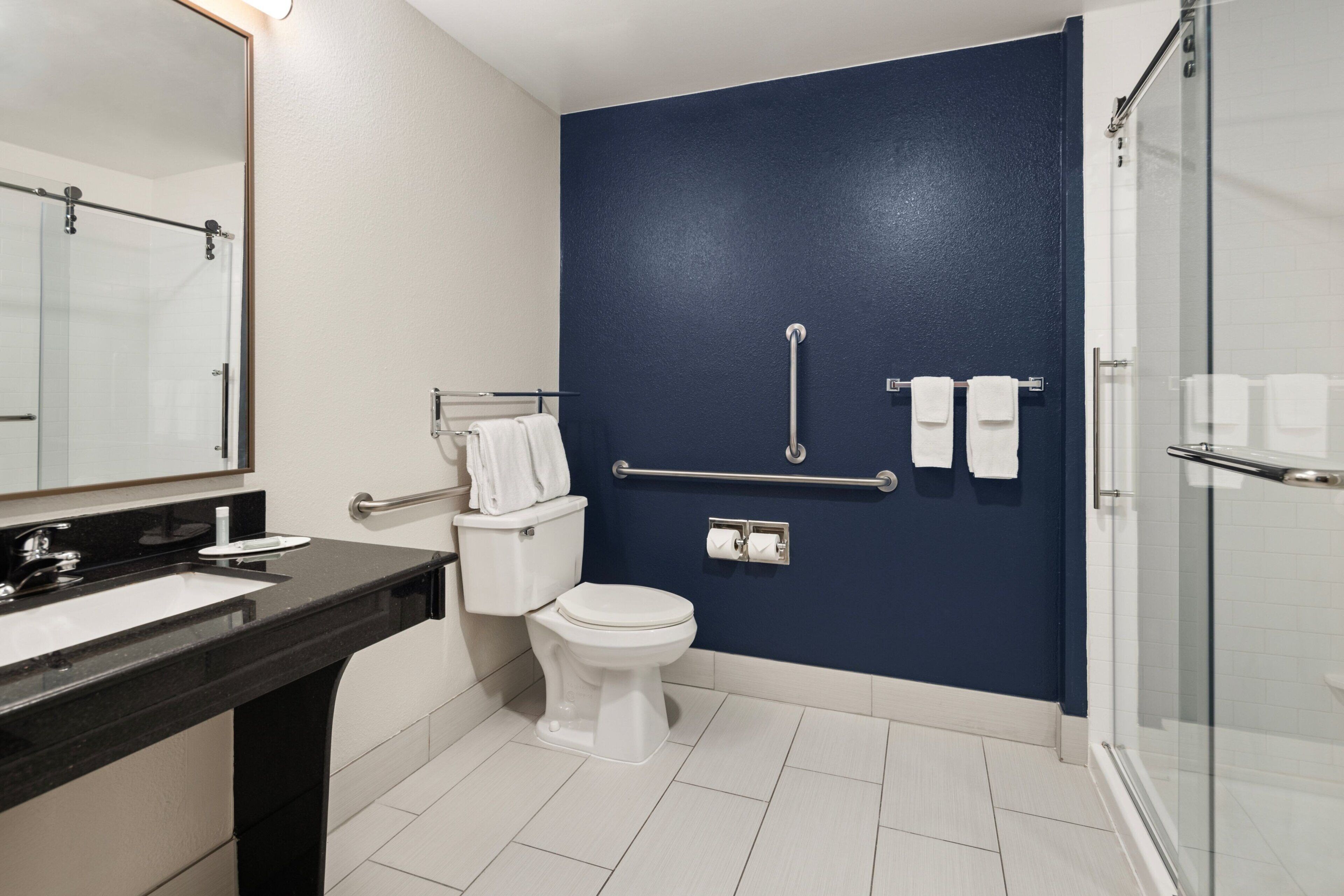 free toiletries, hair dryer, towels