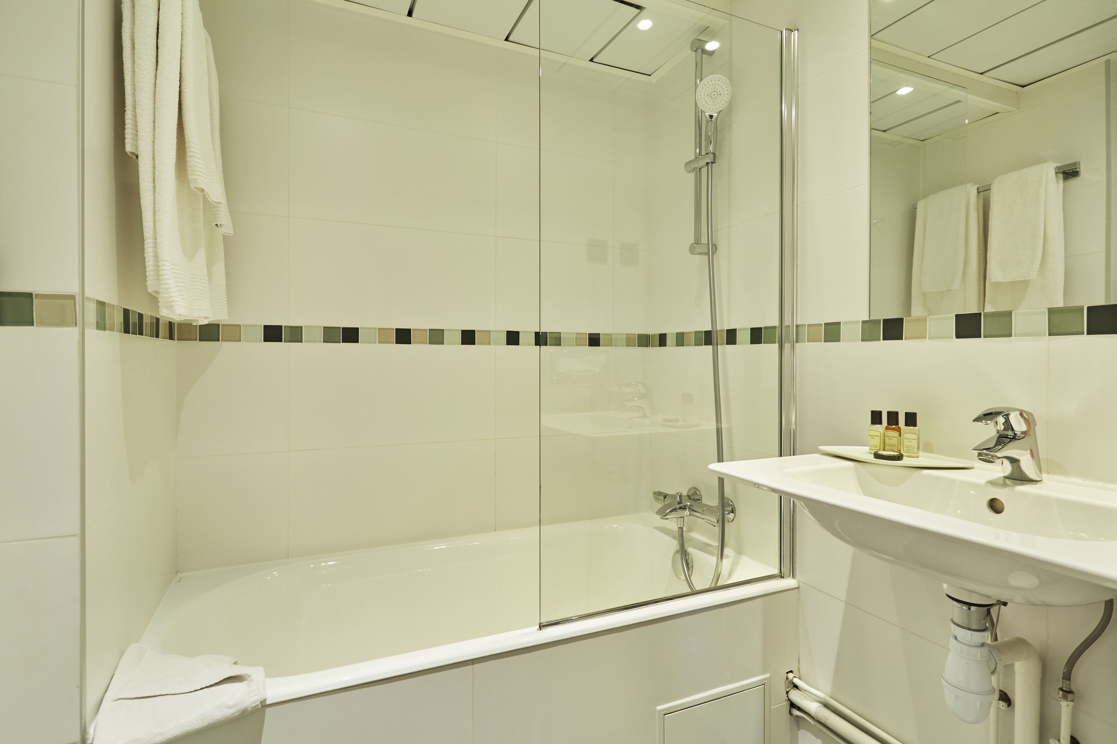 free toiletries, hair dryer, towels