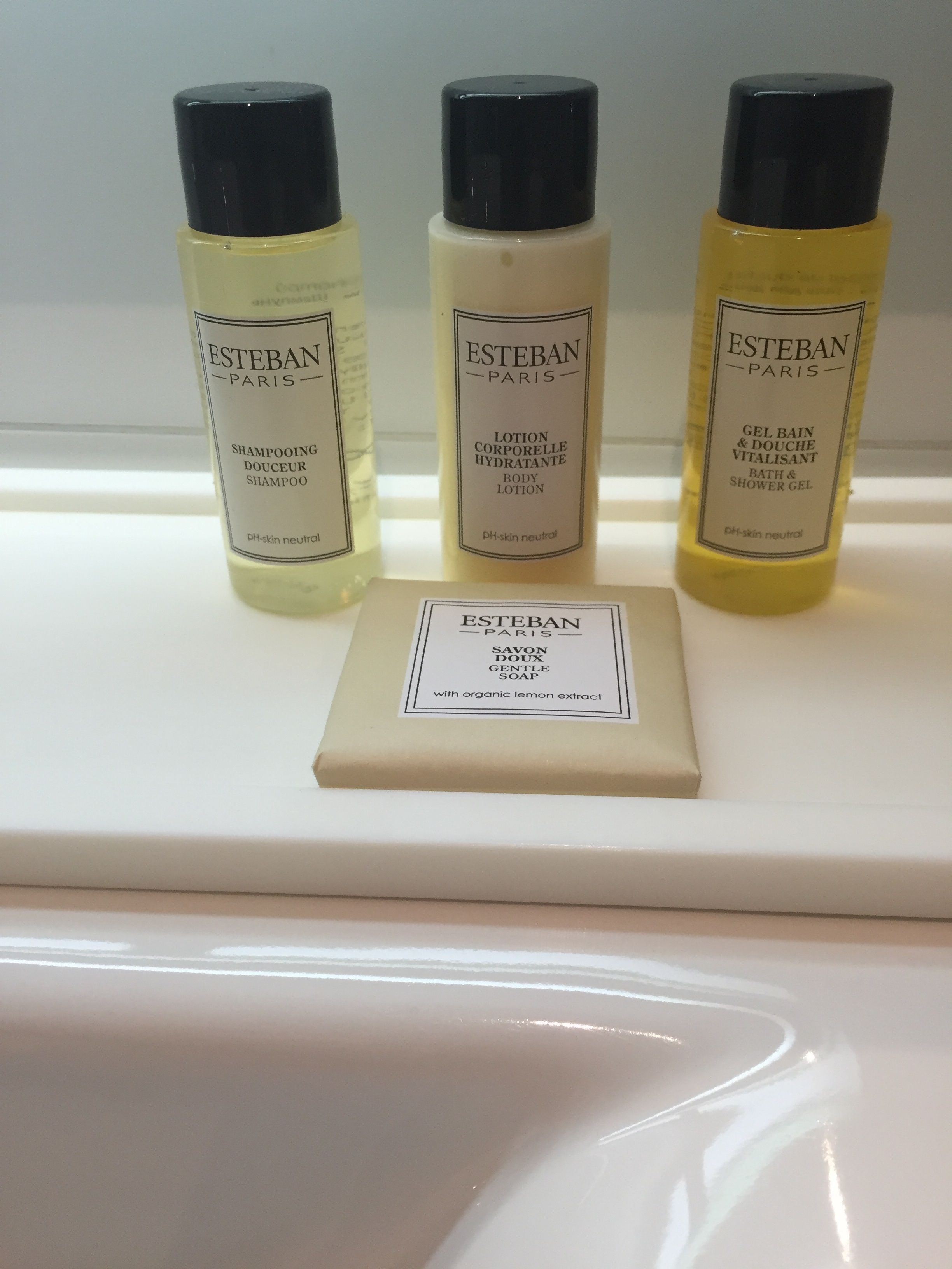 free toiletries, hair dryer, towels