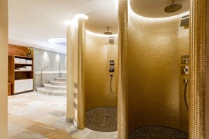 Sauna, hot tub, steam room, body treatments, hot stone massages, facials