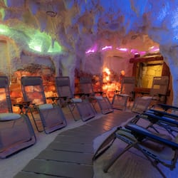 Sauna, hot tub, steam room, body treatments, hot stone massages, facials