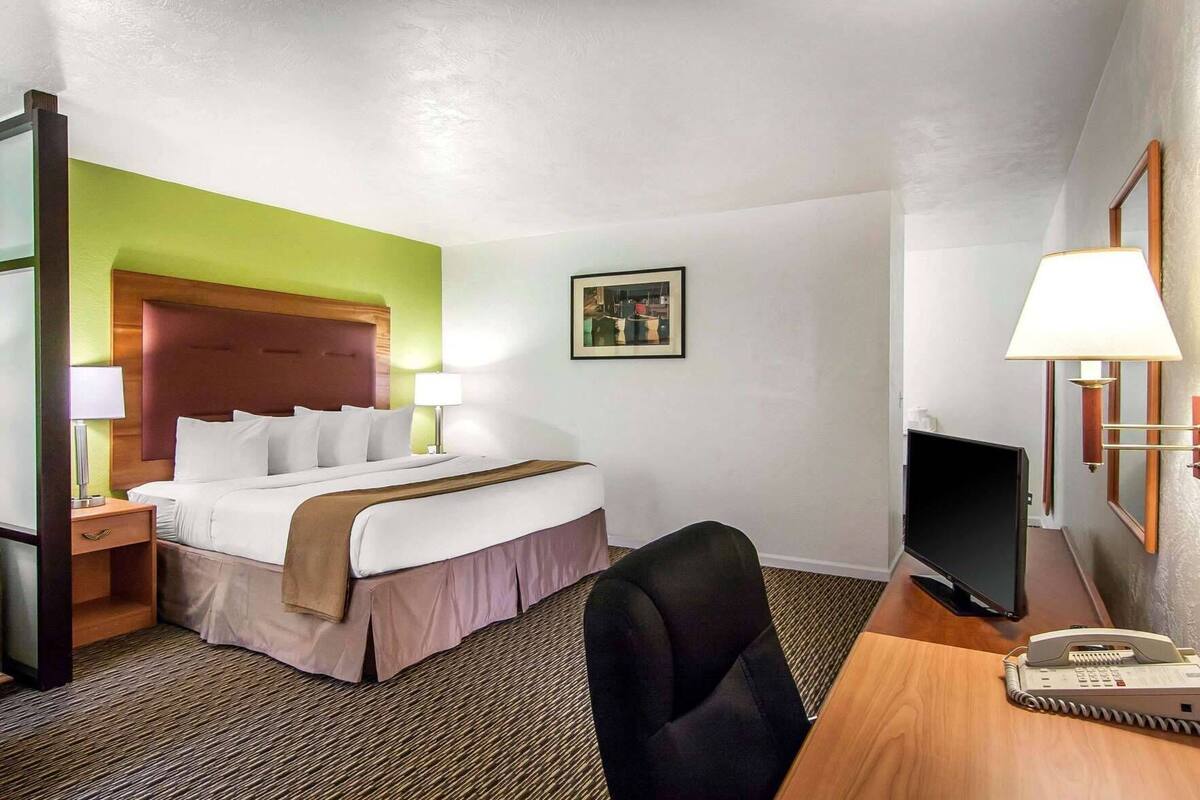 Blackout curtains, iron/ironing board, free WiFi, bed sheets