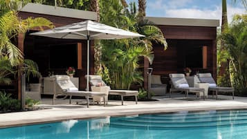 Outdoor pool, sun loungers