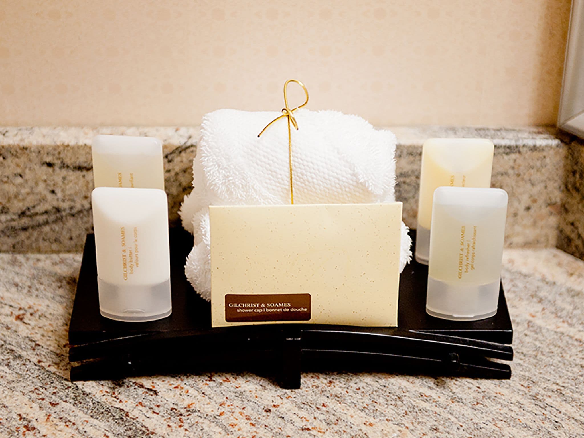 combined shower/bathtub, deep-soaking bathtub, designer toiletries