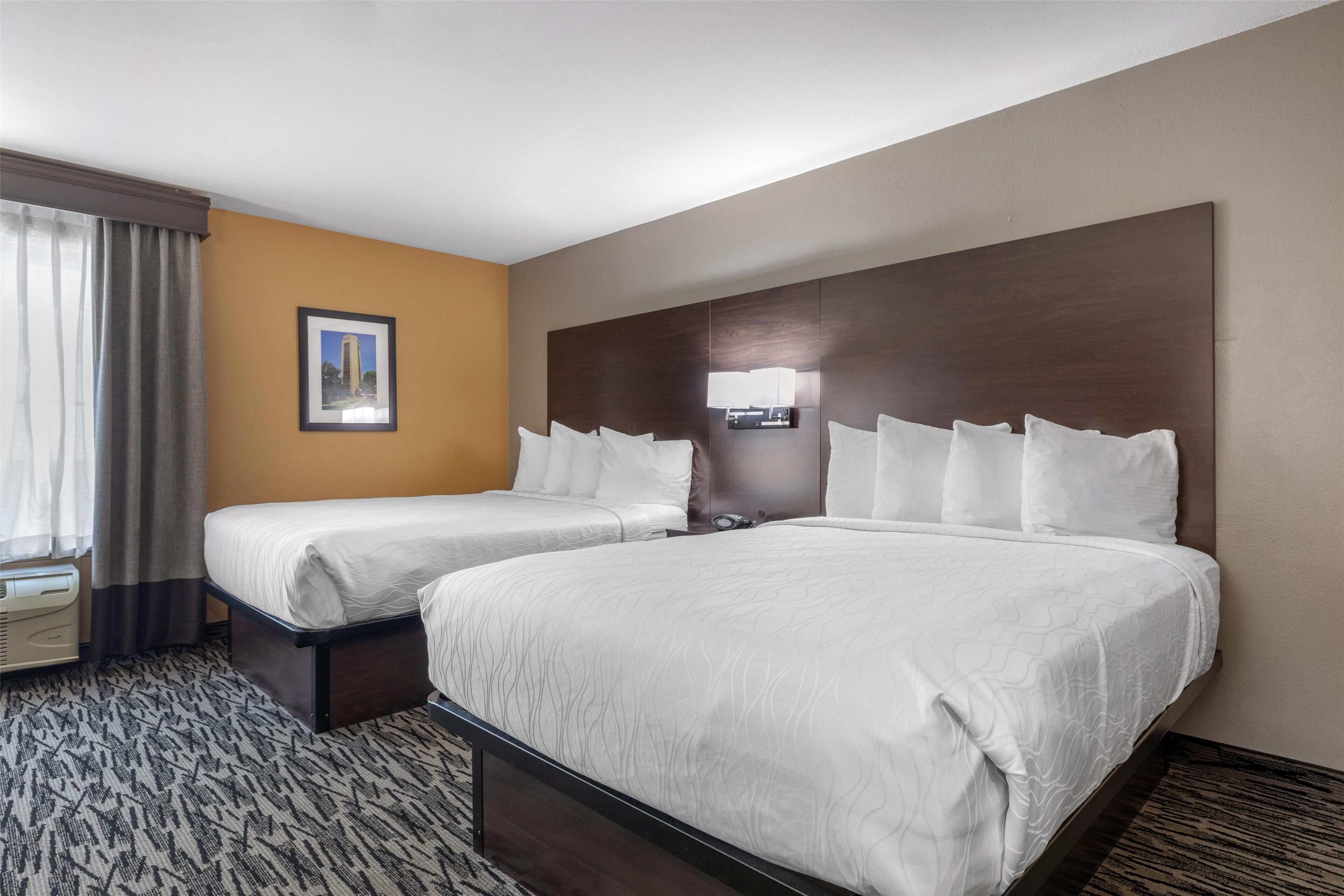 standard room, 2 queen beds, accessible, bathtub | pillow-top beds, in-room safe, desk, laptop workspace