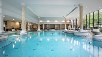Indoor pool, open 7:00 AM to 9:30 PM, sun loungers