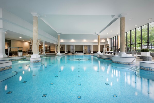 Indoor pool, open 7:00 AM to 9:30 PM, pool loungers