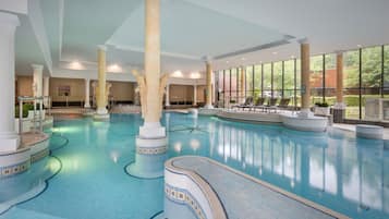 Indoor pool, open 7:00 AM to 9:30 PM, sun loungers
