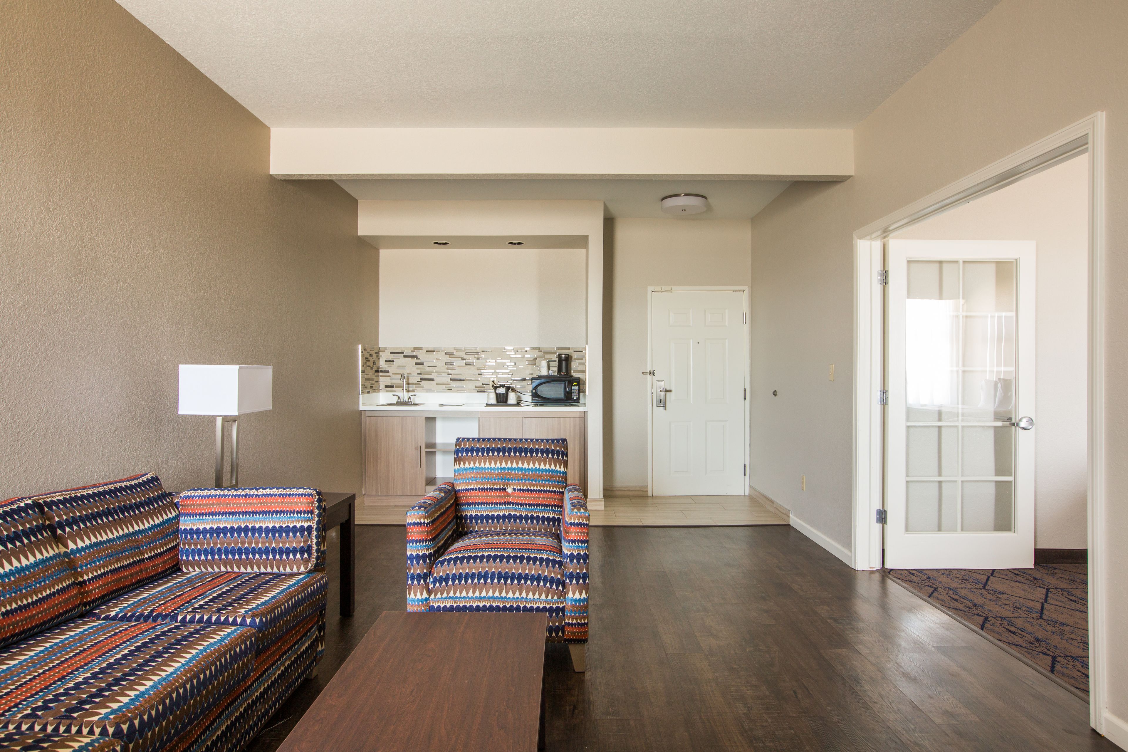 pillow-top beds, desk, blackout curtains, iron/ironing board