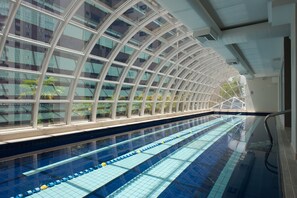 Indoor pool, sun loungers