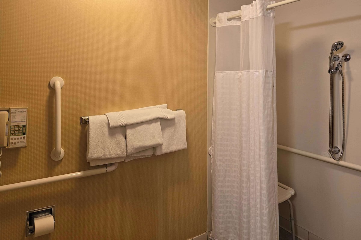 Room, 2 Queen Beds, Accessible, Non Smoking | In-room safe, desk, laptop workspace, soundproofing