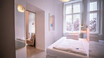 Comfort-lejlighed - 1 dobbeltseng - køkken | 1 soveværelse, premium-sengetøj, pengeskab på værelset