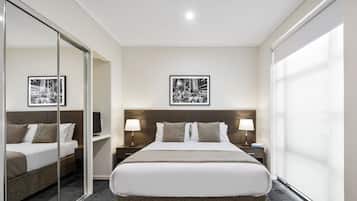 Laptop workspace, iron/ironing board, travel cot, free WiFi