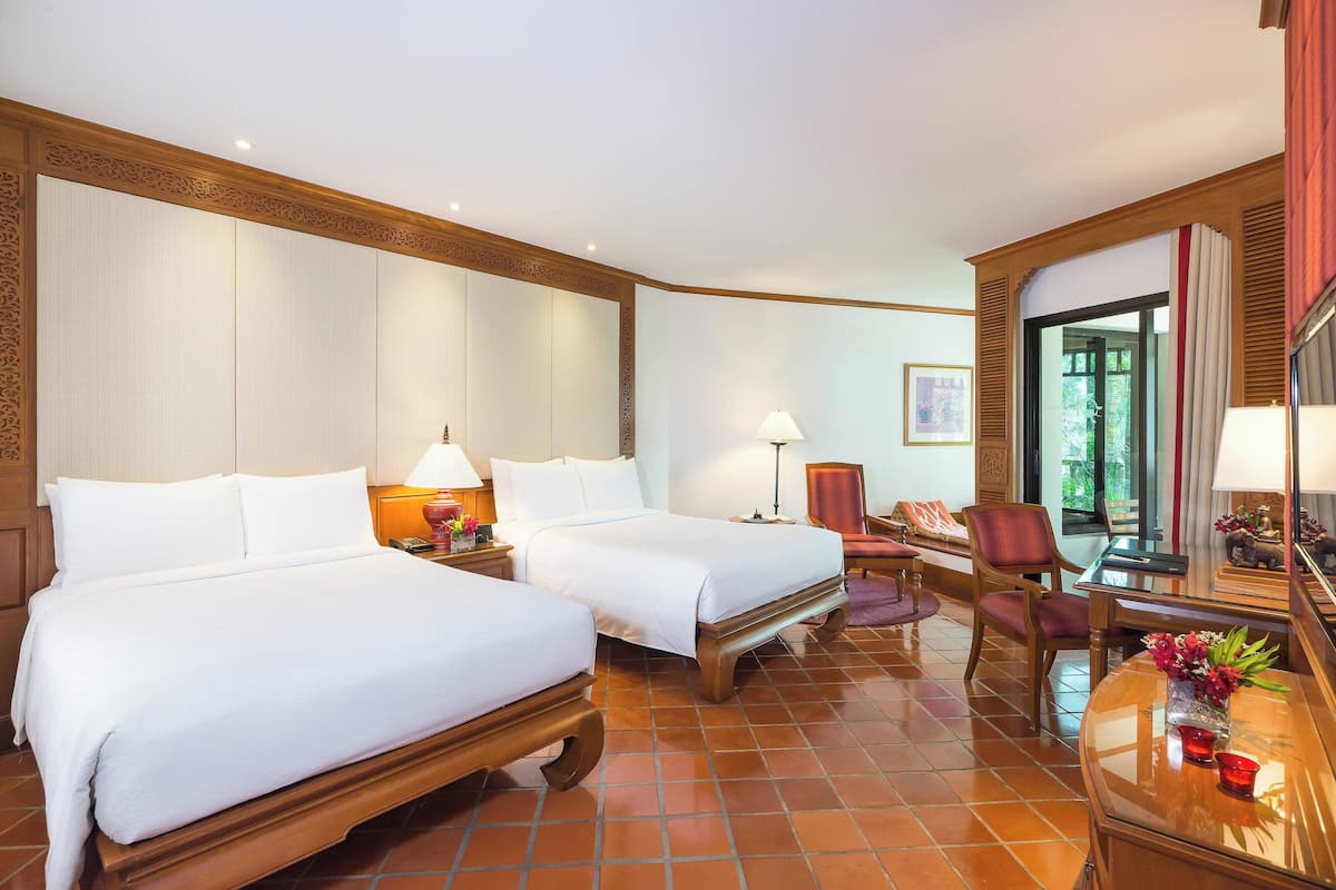 Room, 2 Double Beds, Balcony, Garden View | Premium bedding, minibar, in-room safe, desk
