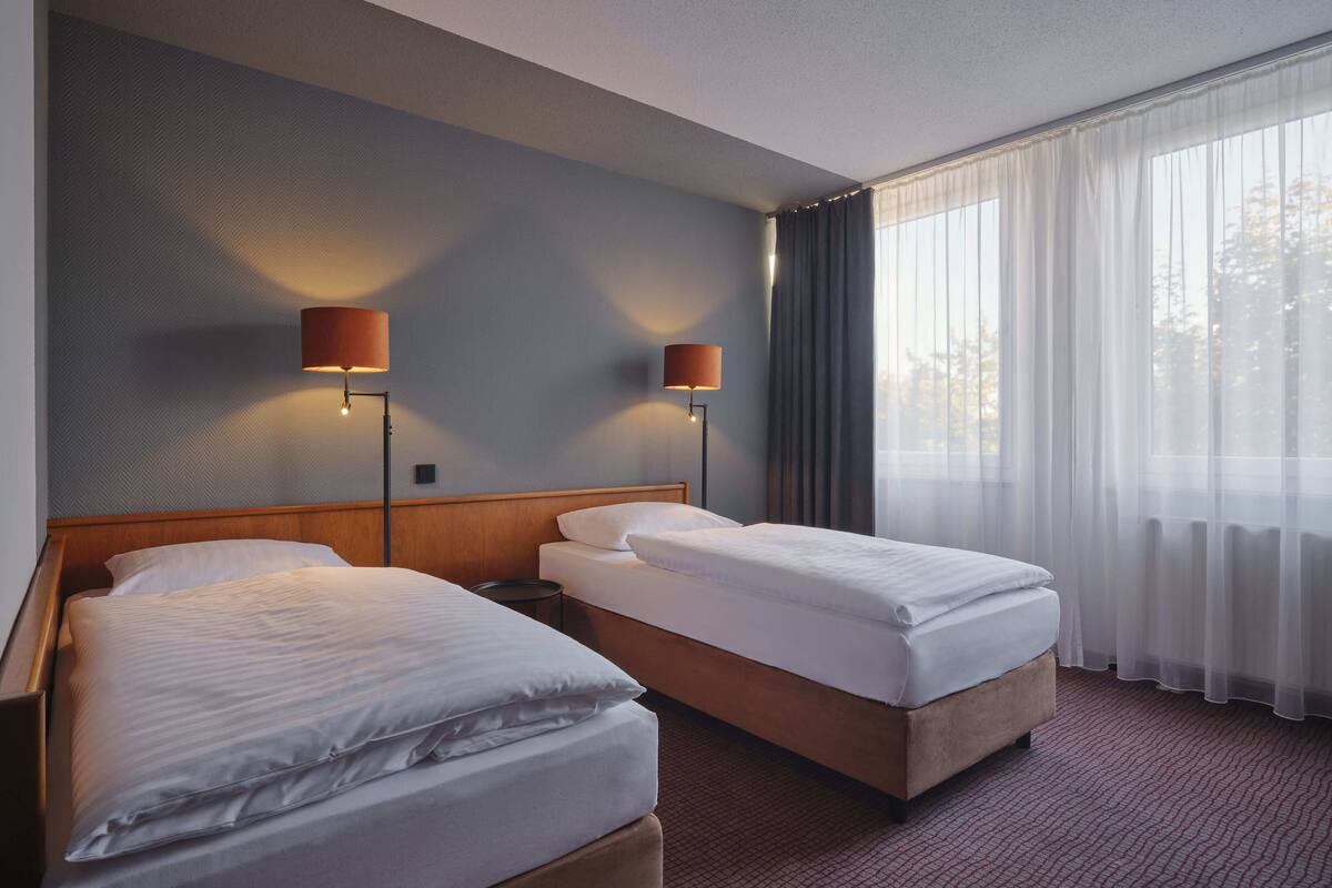 comfort double room | hypo-allergenic bedding, down duvets, in-room safe, desk