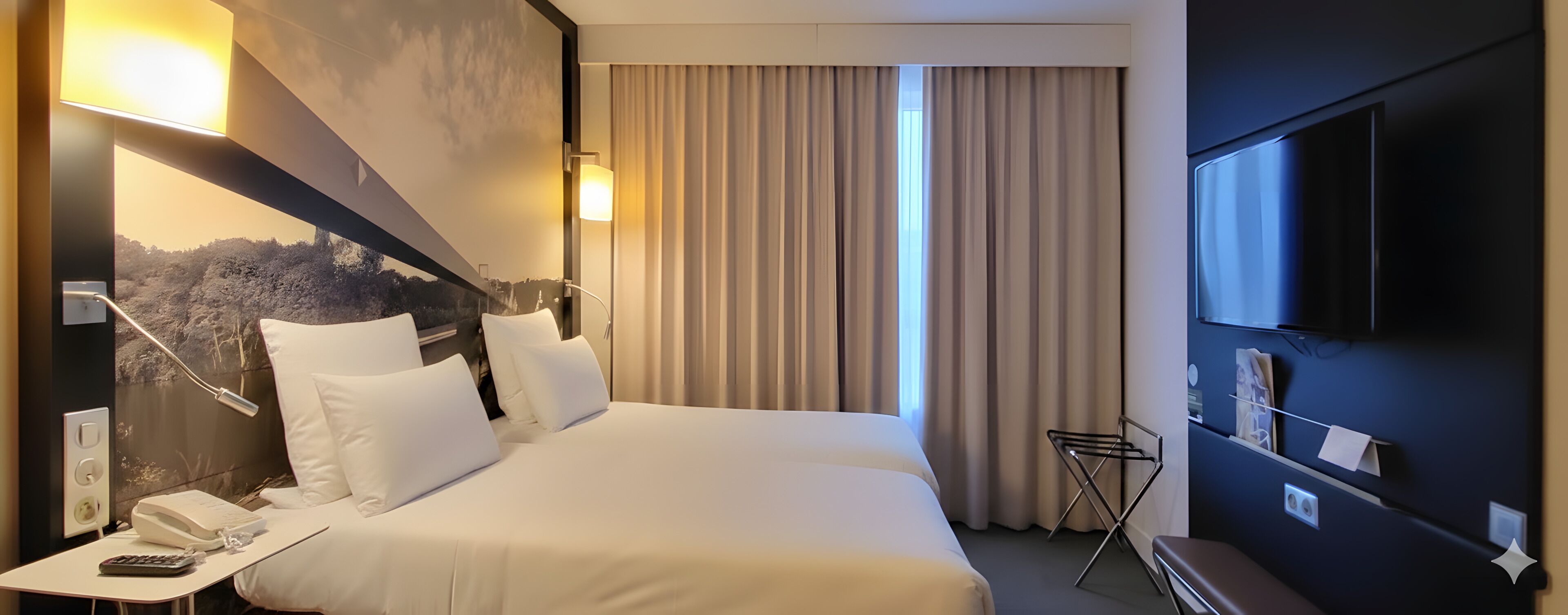 Classic-rum - 2 enkelsängar | Värdeförvaringsskåp på rummet, mörkläggningsgardiner och ljudisolering