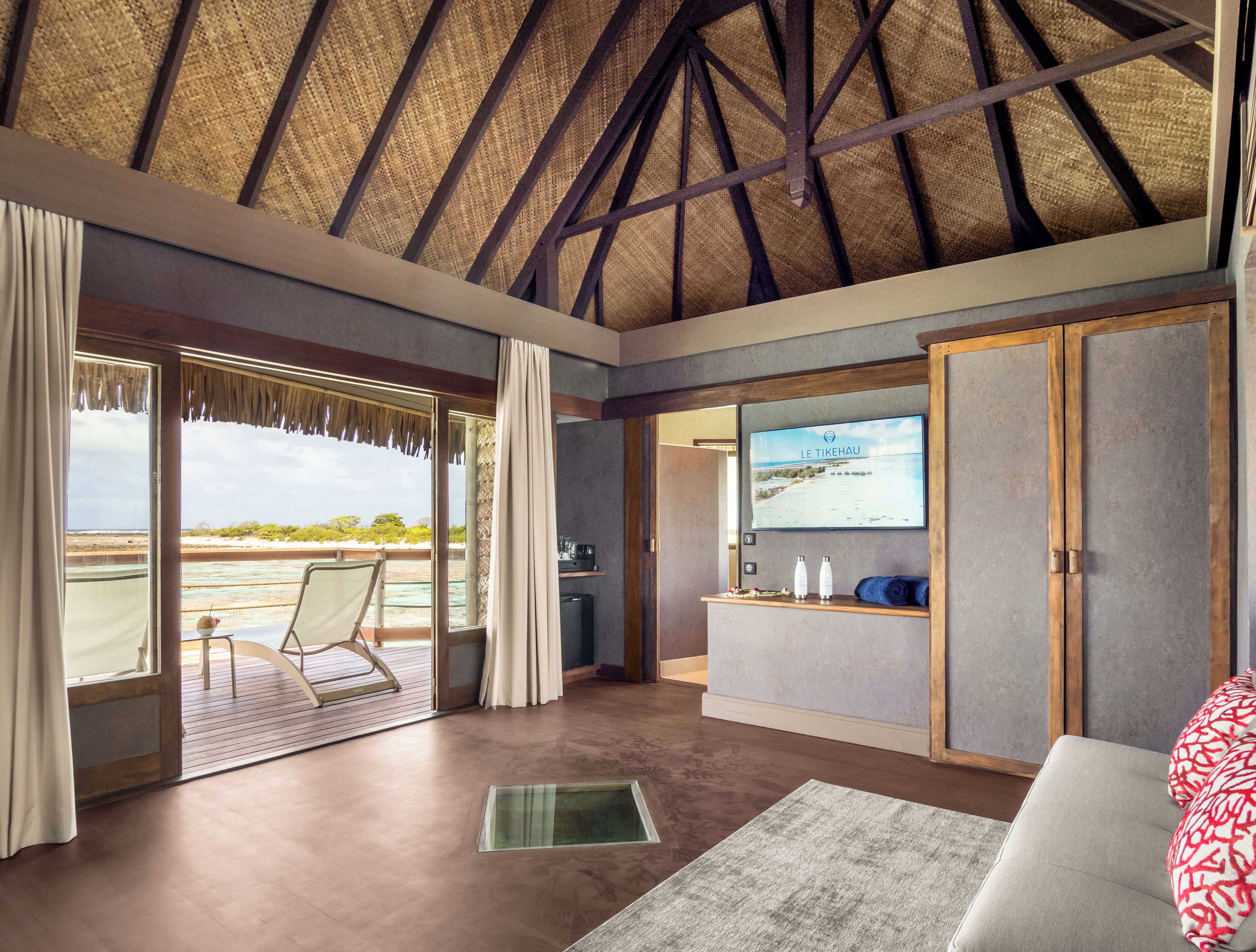 bungalow, overwater (no direct lagoon access) | living area | 50-inch lcd tv with digital channels, tv