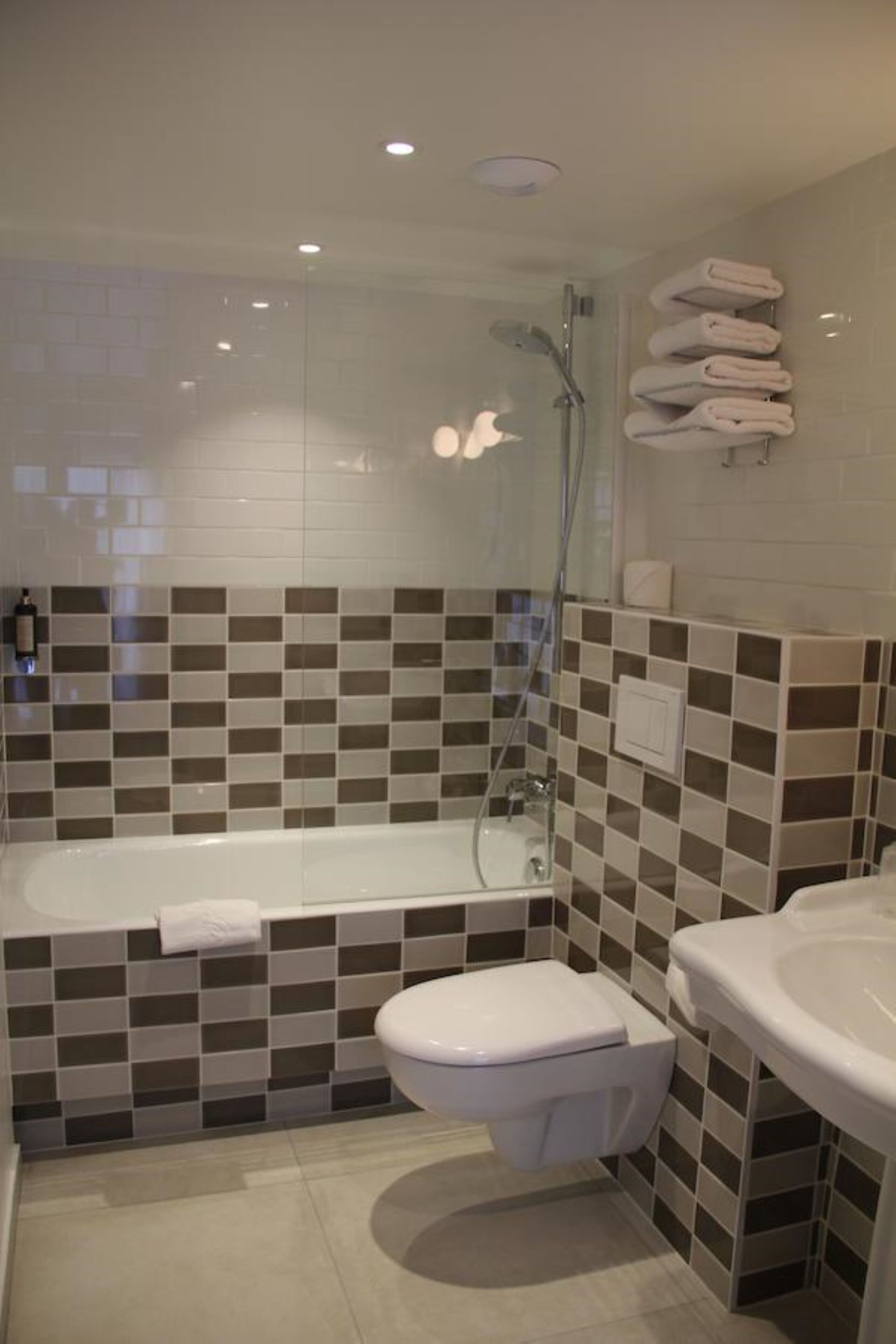 eco-friendly toiletries, hair dryer, towels, soap