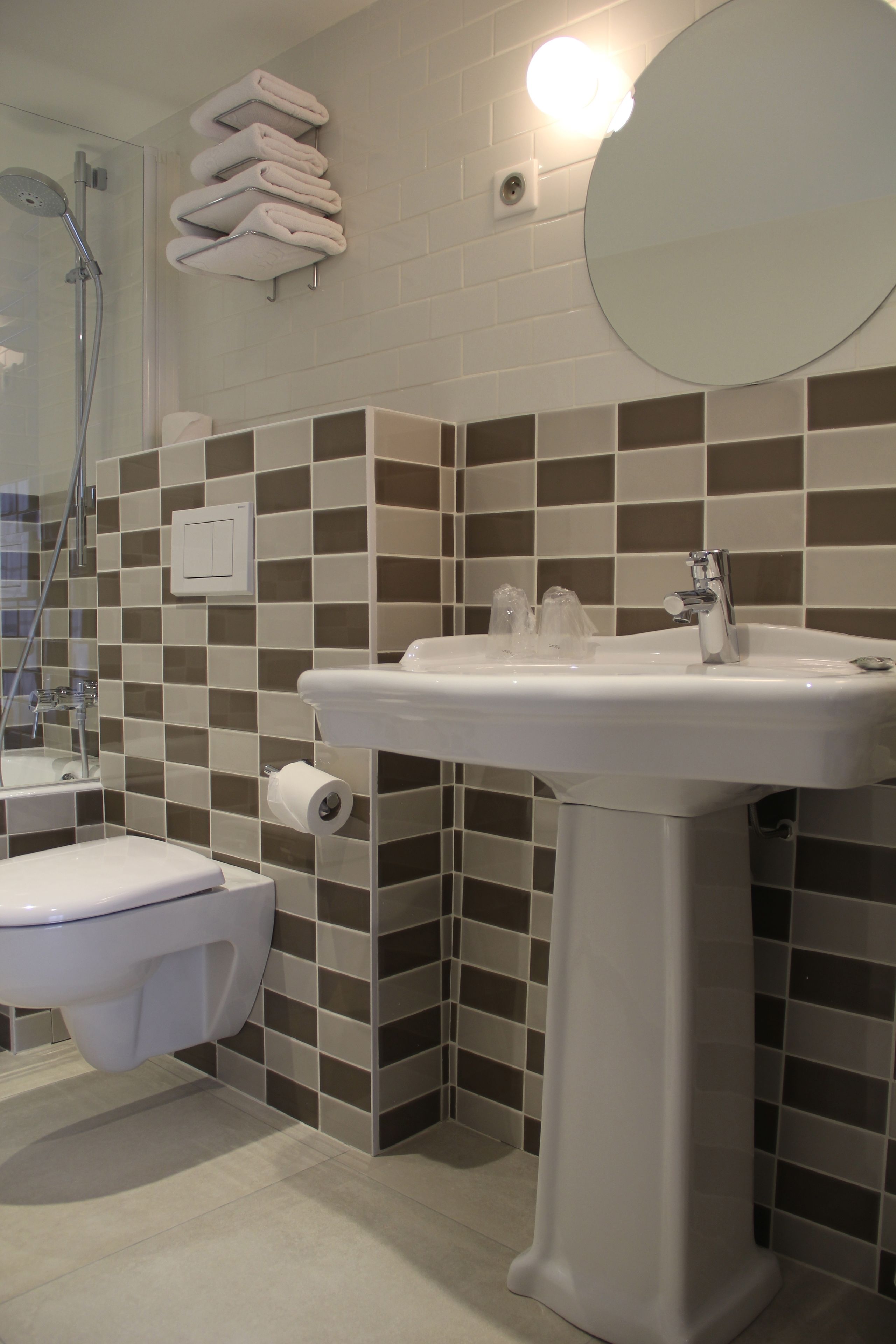 eco-friendly toiletries, hair dryer, towels, soap