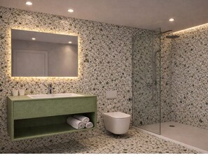 シャワー、レインフォールシャワー、ヘアドライヤー、スリッパ