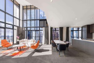 Three Bedroom Penthouse | Living room | 44-inch LCD TV with satellite channels