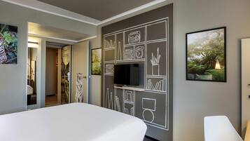 Hypo-allergenic bedding, desk, laptop workspace, soundproofing