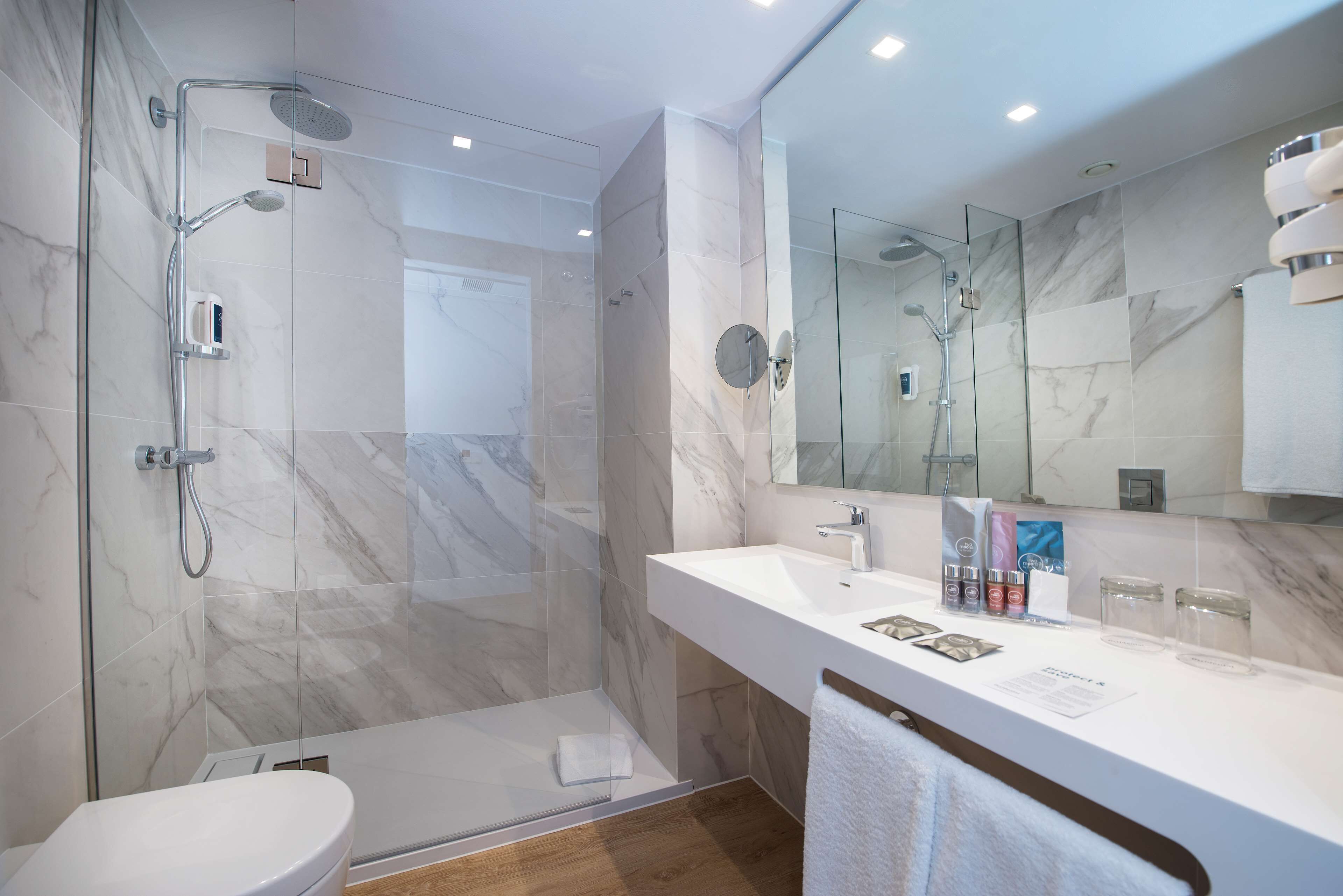 free toiletries, hair dryer, towels, soap