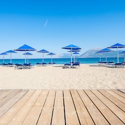 On the beach, black sand, beach bar