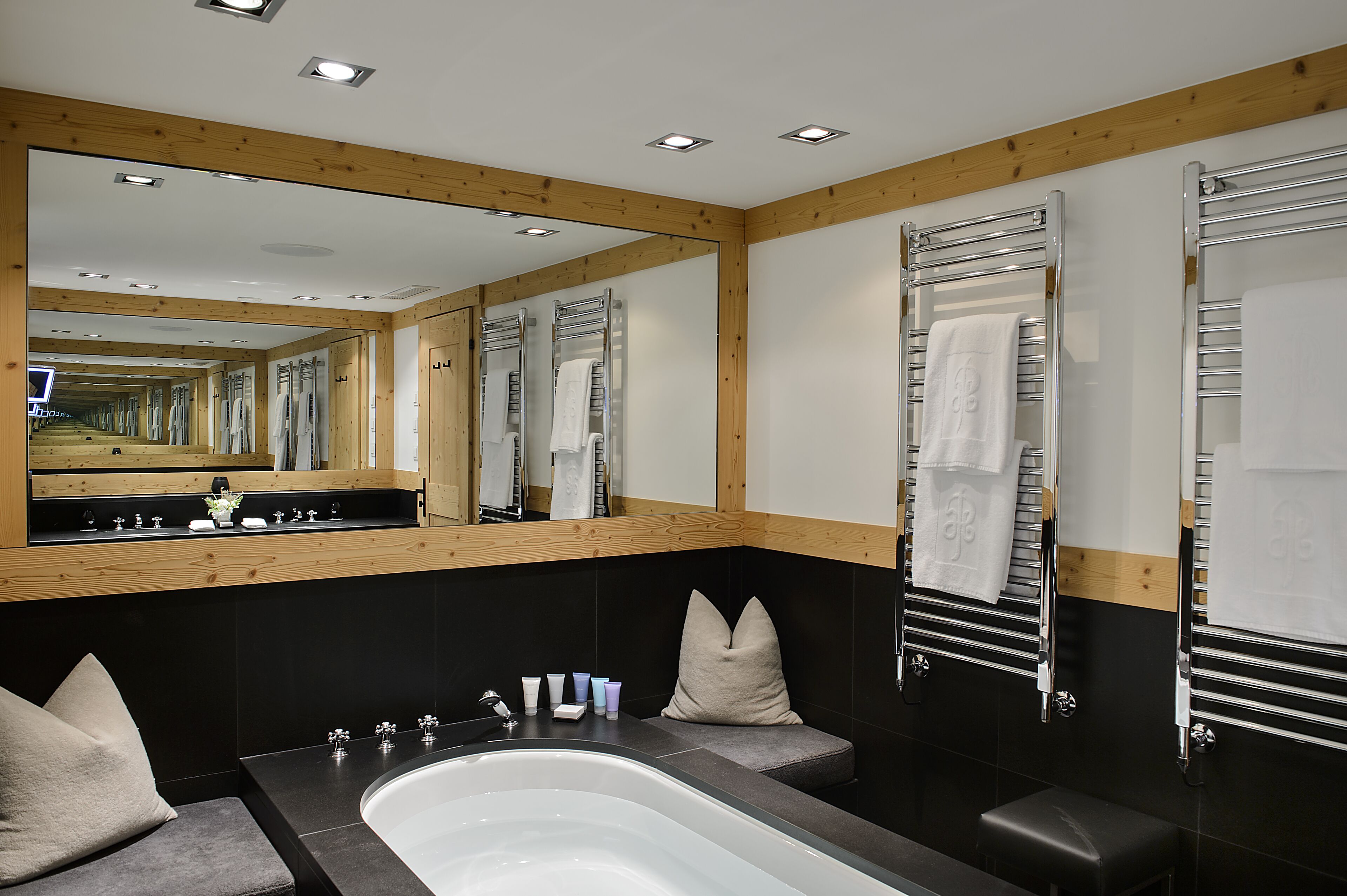 deluxe suite mountain view | bathroom | separate bathtub and shower, rainfall showerhead, designer toiletries