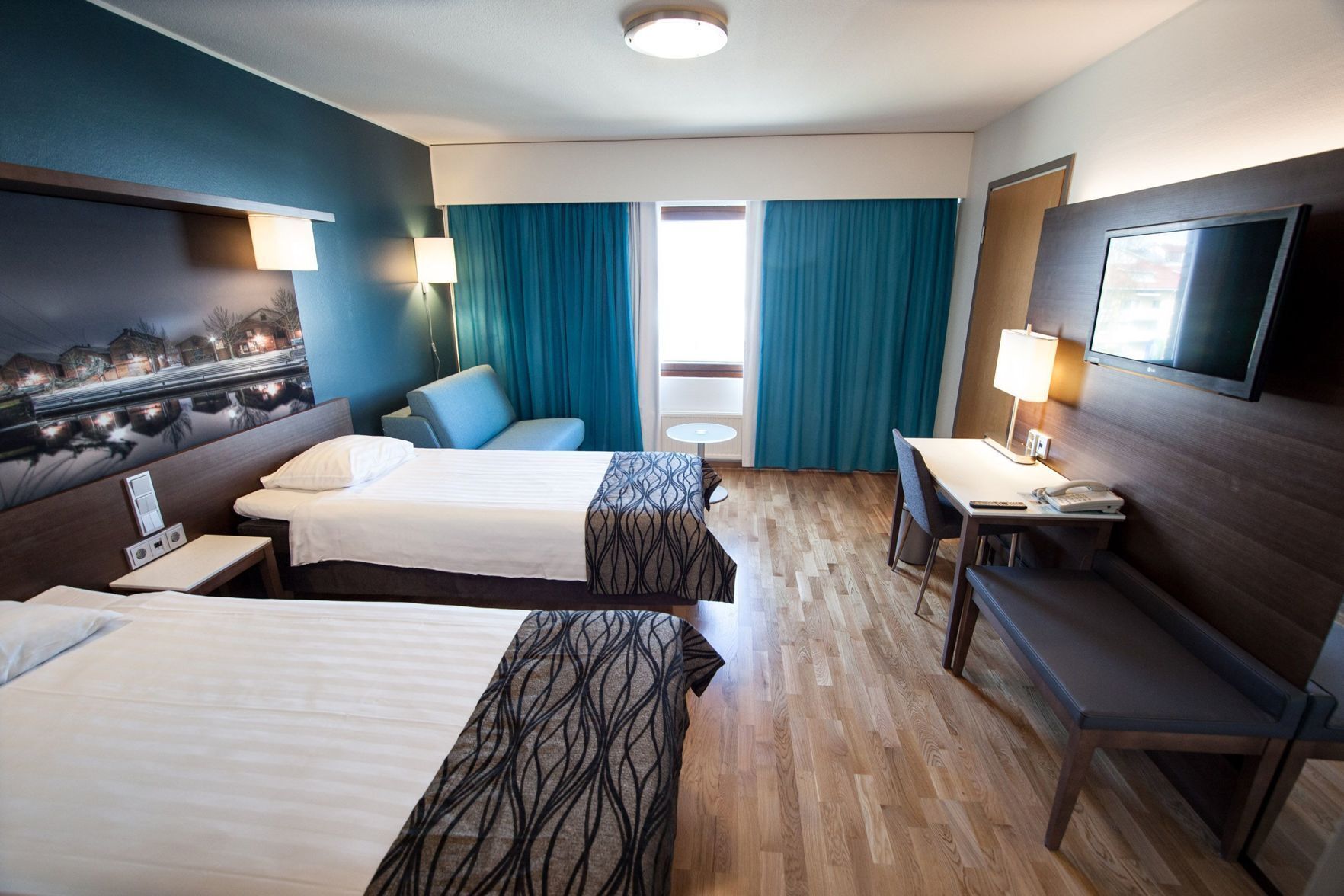 Minibar, desk, blackout drapes, free WiFi