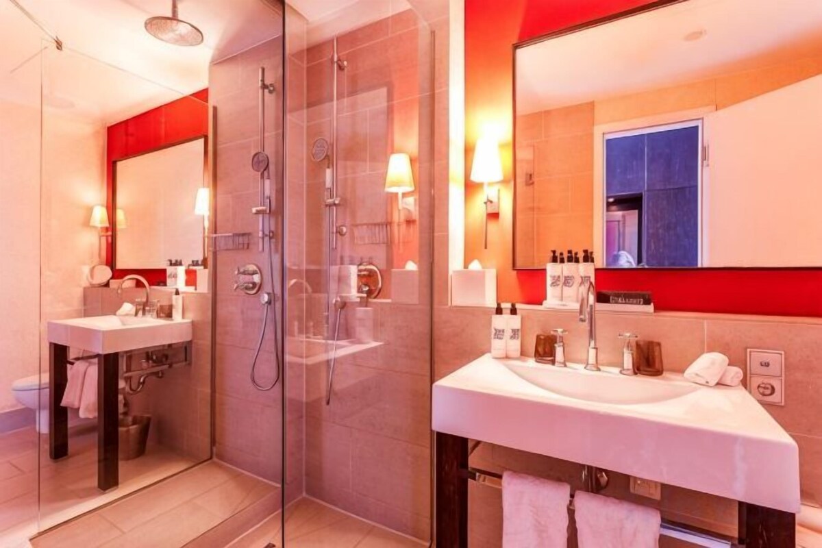 Bathroom | Shower, hair dryer, bathrobes, slippers