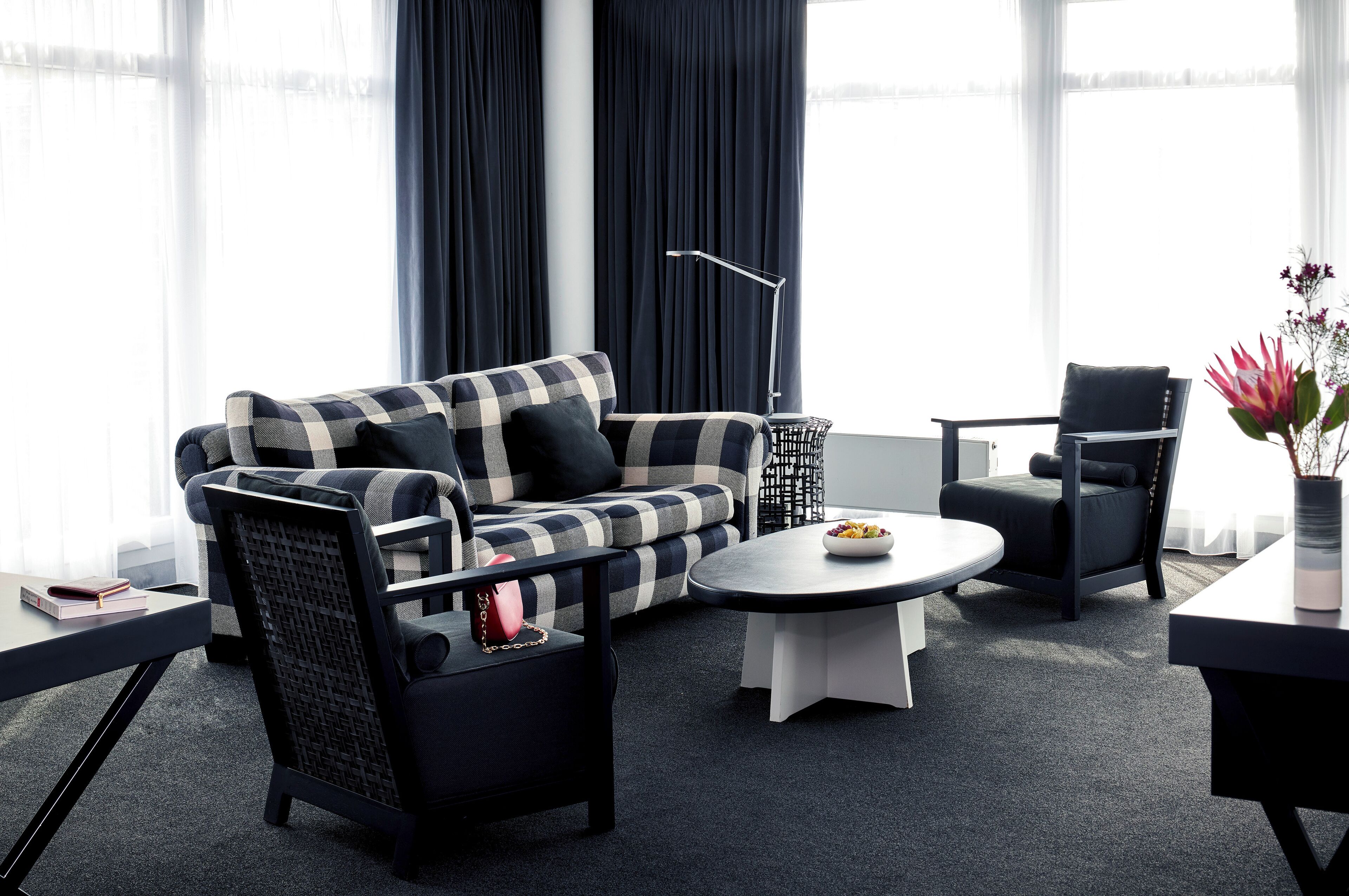 penthouse, 1 king bed, balcony (penthouse;cozy sitting corner) | living area | flat-screen tv, tablet, offices