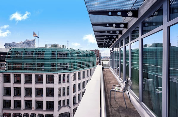 Penthouse, 1 très grand lit, balcon (Penthouse;Cozy Sitting Corner) | Terrasse/Patio