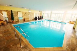 Indoor pool, outdoor pool, open 8:00 AM to 9:00 PM, sun loungers