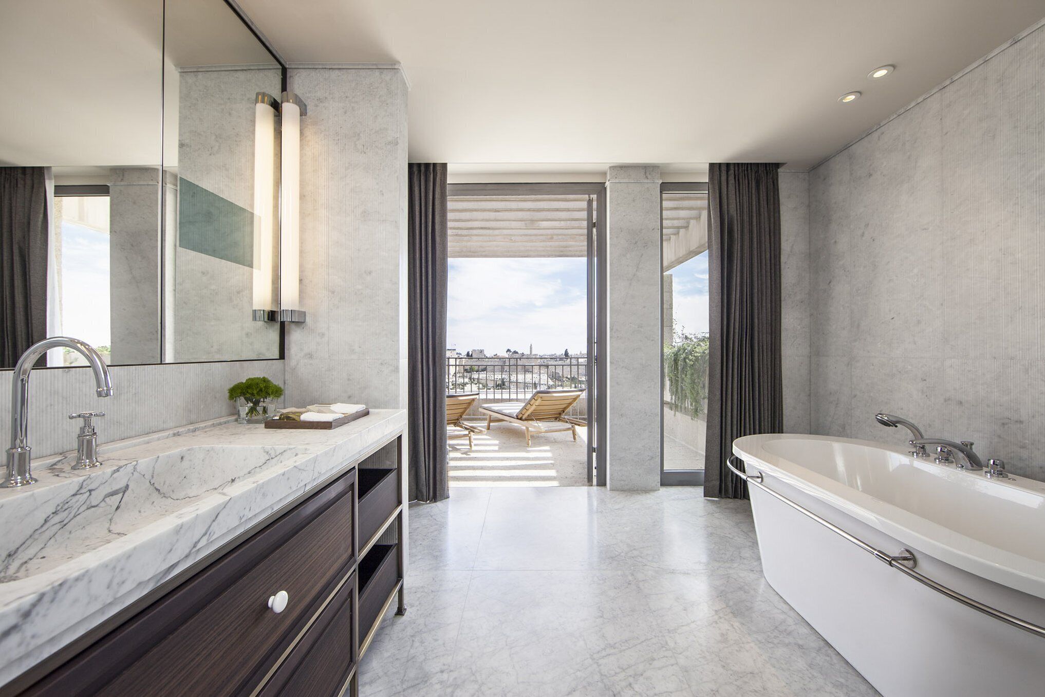 presidential suite with terrace and old city view. | bathroom | separate bathtub and shower, rainfall showerhead, free toiletries