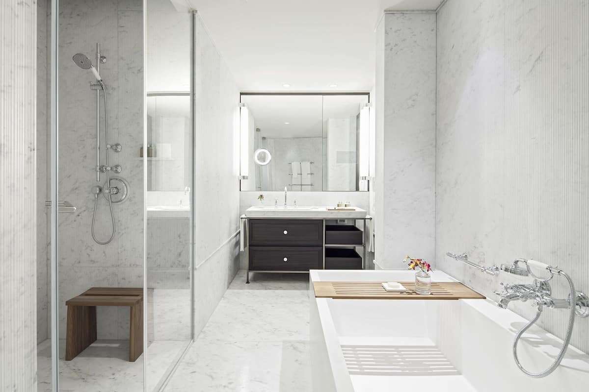 premium executive suite with a terrace and old city view. | bathroom | separate bathtub and shower, rainfall showerhead, free toiletries