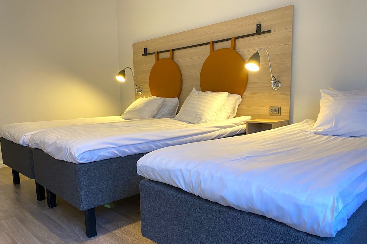 Kolmen hengen comfort-huone, näköala pihalle | Pimennysverhot, ilmainen Wi-Fi, vuodevaatteet