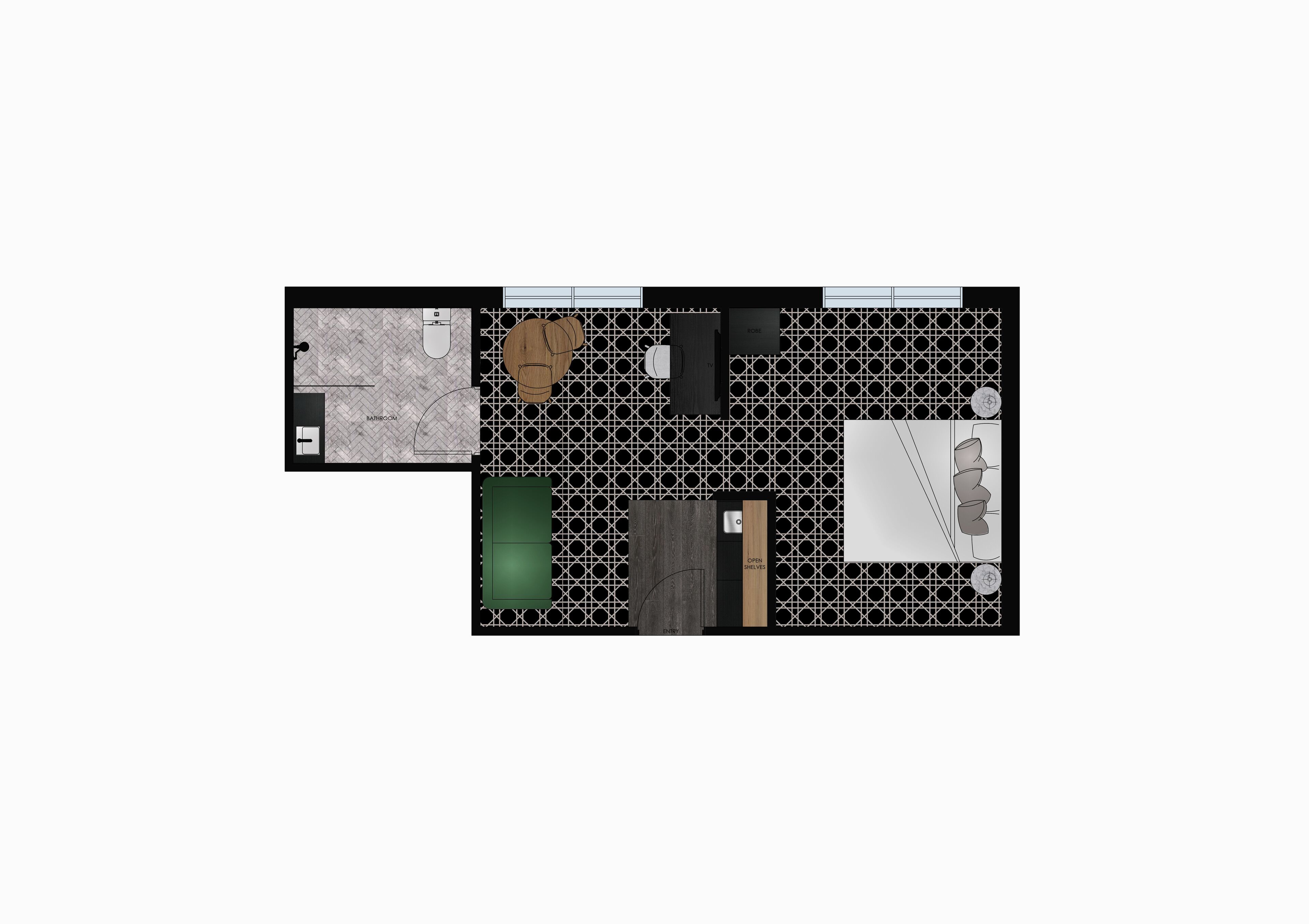 executive king suite with kitchenette | floor plan