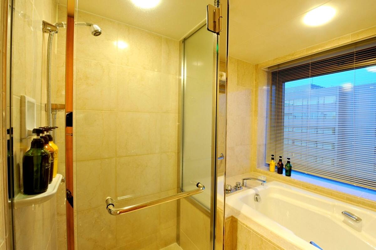 deluxe twin room, non smoking | bathroom amenities | combined shower/bathtub, deep-soaking bathtub, free toiletries