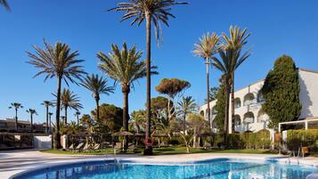 Indoor pool, 2 outdoor pools, open 11:00 AM to 7:00 PM, pool umbrellas