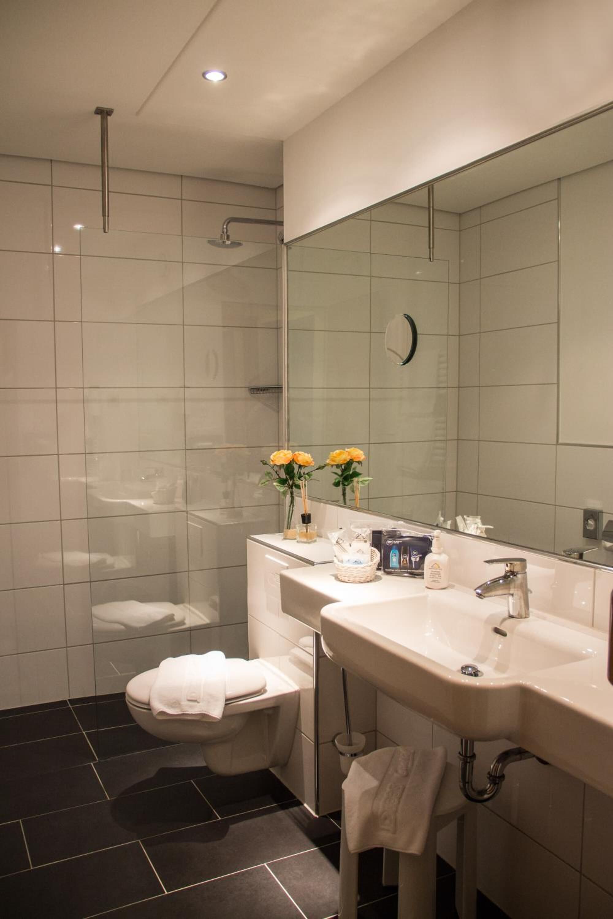 free toiletries, hair dryer, towels