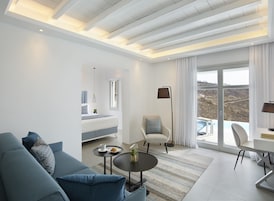 Grand Suite with Private Pool & Panoramic Sunset View-New Section | Premium bedding, in-room safe, desk, laptop workspace