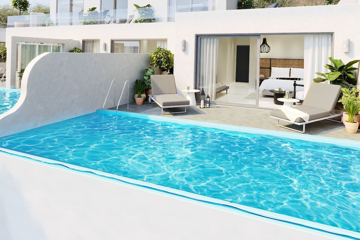 Sanctuary Sea view Suite with Private Pool | 1 habitación, sábanas de algodón egipcio y ropa de cama de alta calidad