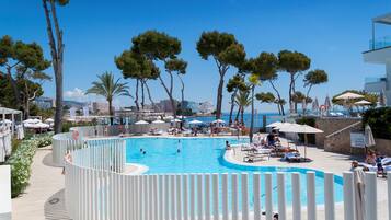 Indoor pool, 4 outdoor pools, open 10 AM to 6 PM, pool umbrellas