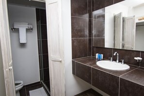 シャワー、バスアメニティ (無料)、ヘアドライヤー、タオル