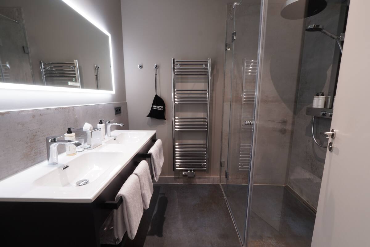 free toiletries, hair dryer, towels, soap