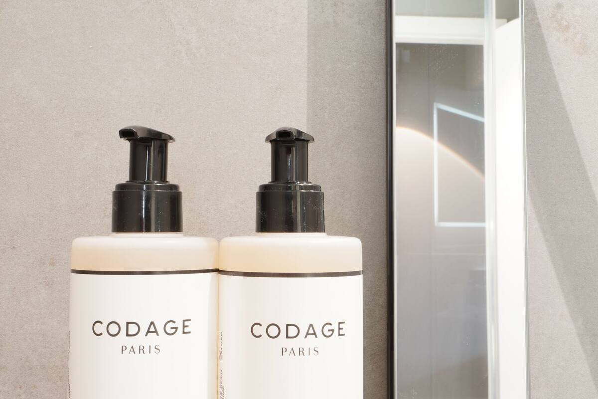 free toiletries, hair dryer, towels, soap