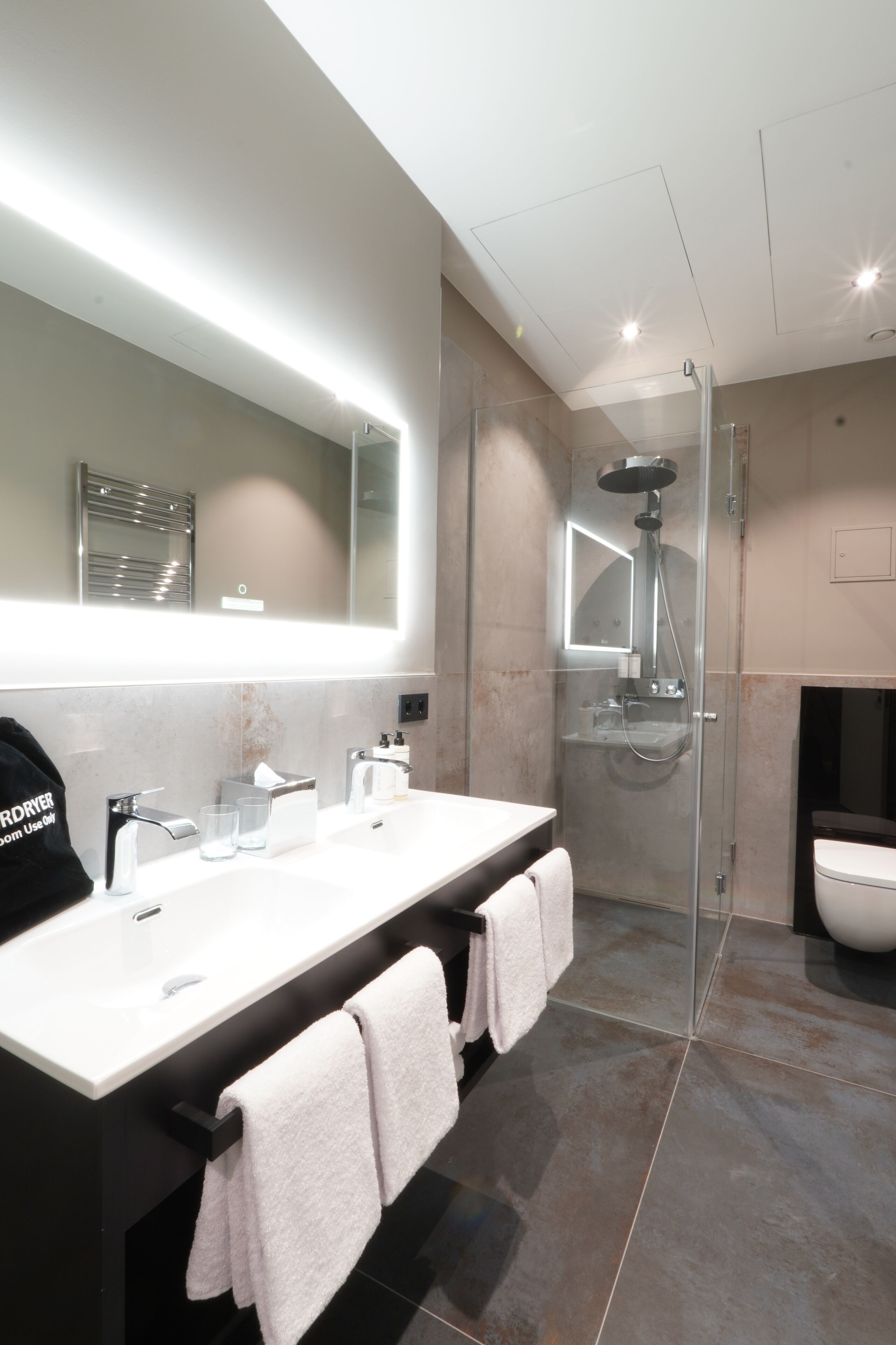 free toiletries, hair dryer, towels, soap