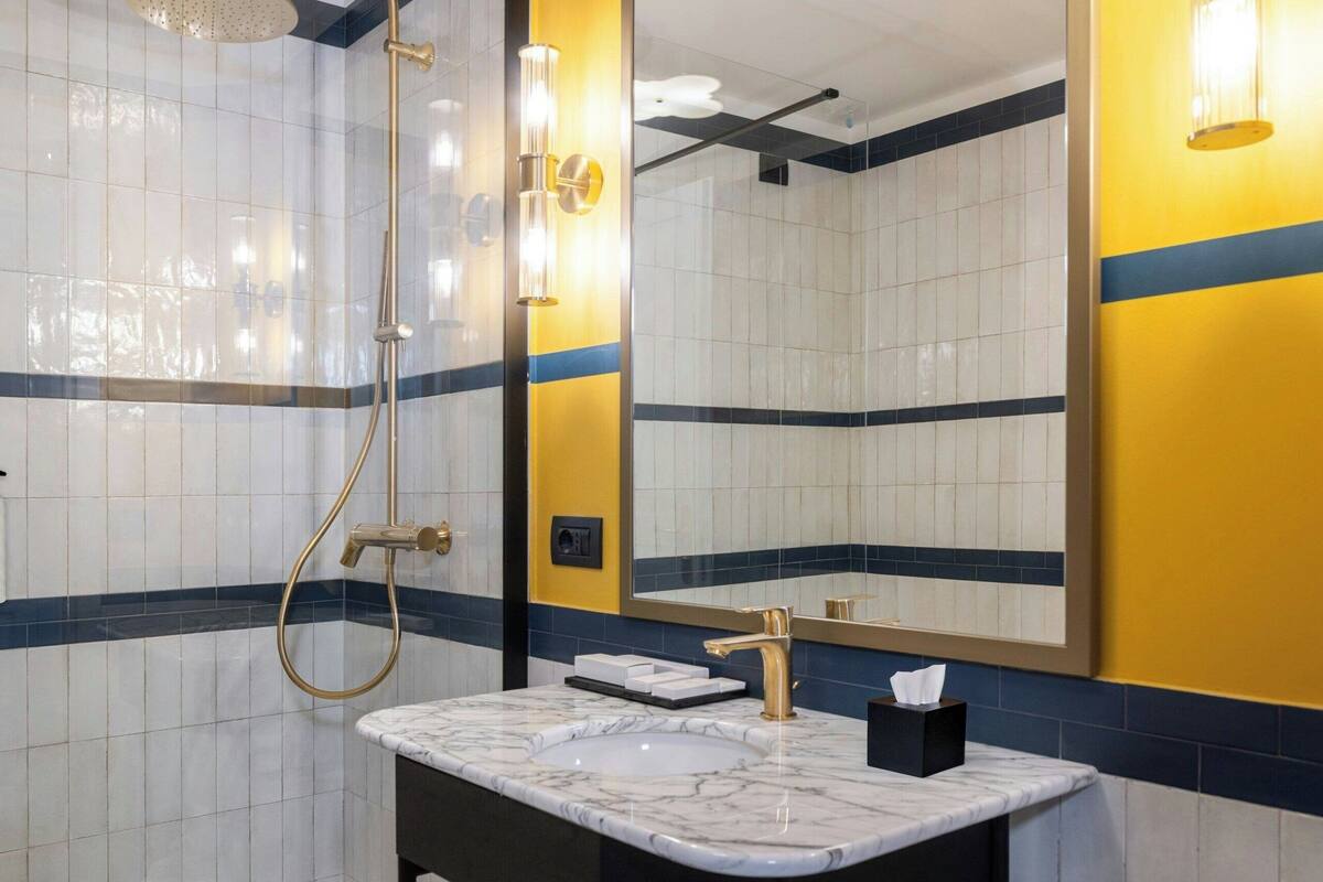 shower, free toiletries, hair dryer, bidet