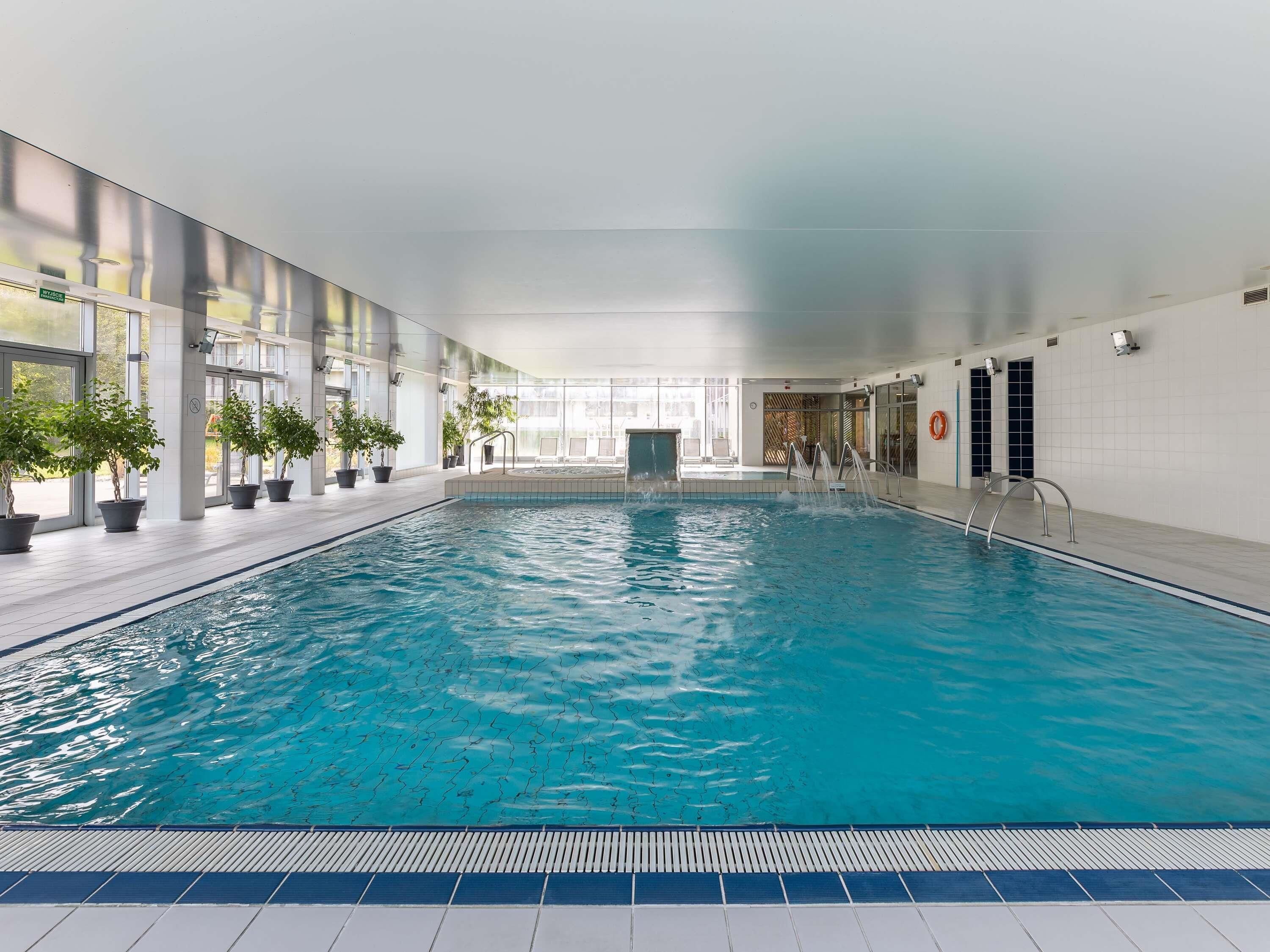 Indoor pool, open 8:00 AM to 9:00 PM, sun loungers